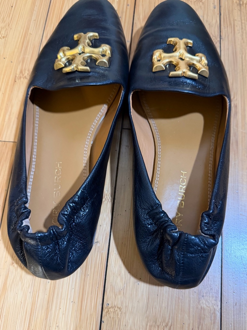 Tory Burch Eleanor Smoking Flat Loafer Black Size 9 - Picture 8 of 14